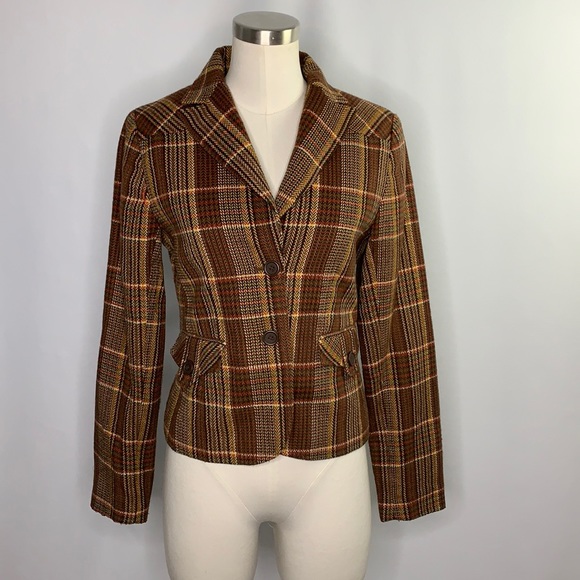 Dalia Blazer 2 Plaid Elbow Patches Fall - Picture 1 of 6